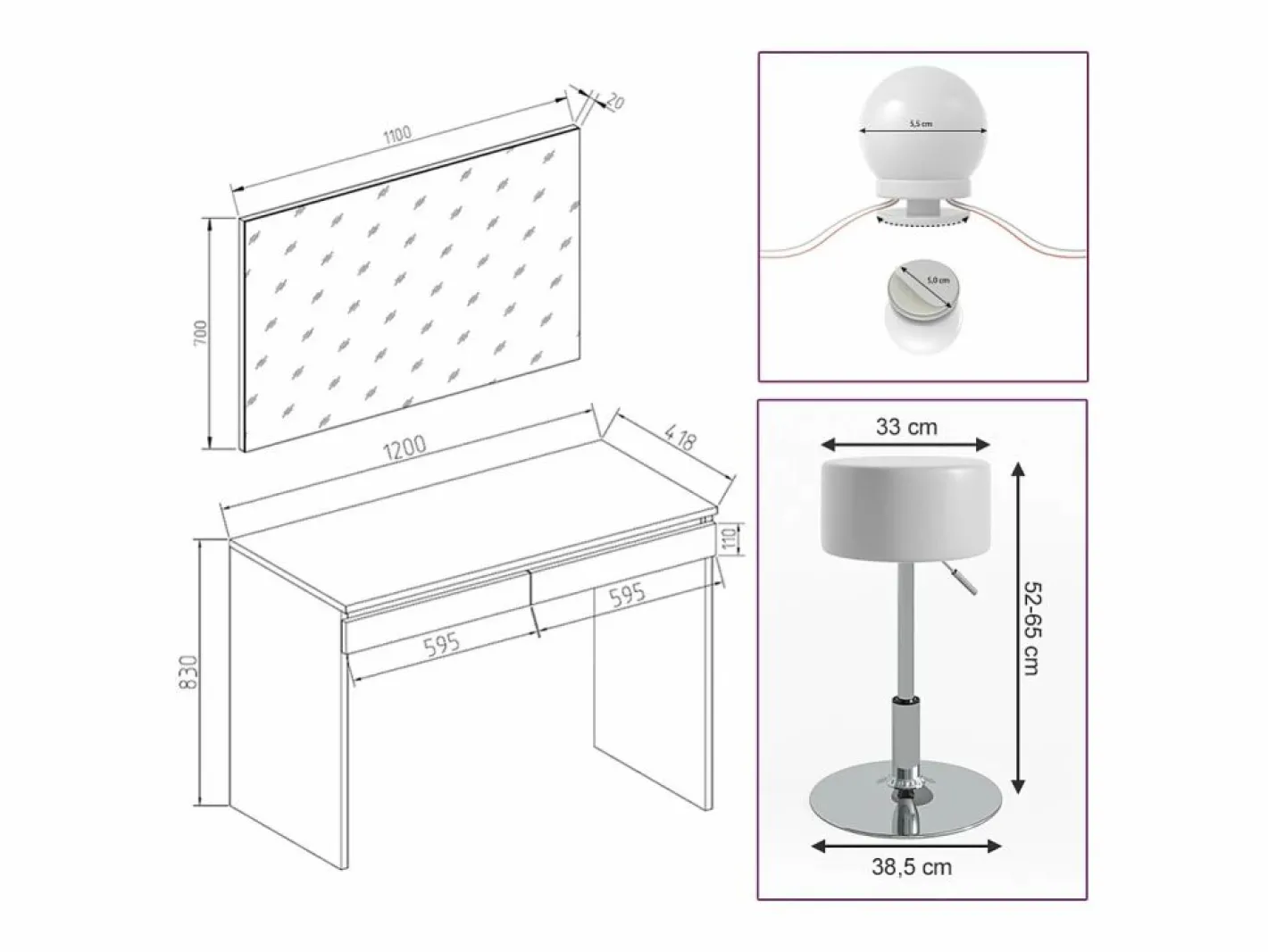 Vicco Tocador|Tocador 120x41.8x83 emma
