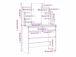 vidaxl Tocador|Tocador con espejo 96x39x142 cm