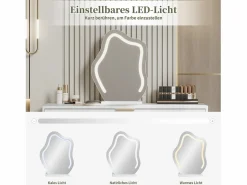 Merax Tocador con espejo LED - 100 x 40 x 78 cm - con 2 cajones + 2 puertas - sin taburete - aglomerado - Blanco Best
