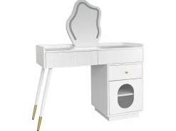 Tocador con espejo LED - 100 x 40 x 75 cm - con 3 cajones + 1 puerta - sin taburete - aglomerado -^Merax Online