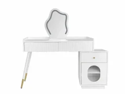 Tocador con espejo LED - 100 x 40 x 75 cm - con 3 cajones + 1 puerta - sin taburete - aglomerado -^Merax Online