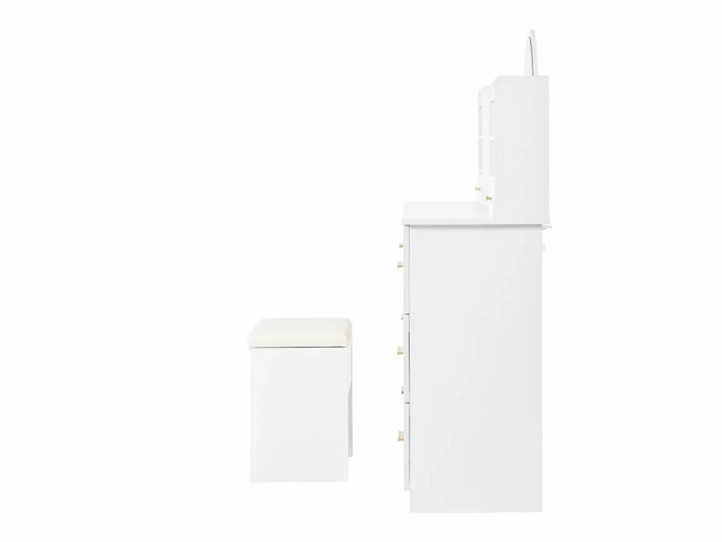 Tocador con espejo, LED, 9 cajones, mesa de maquillaje, (120x40x135 cm)^ Discount