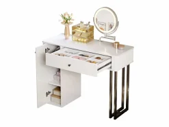 ModernLuxe Tocador|Tocador con espejo 100x40x116 cm - con iluminación LED 3 colores - con 1 cajón y 1 puerta -