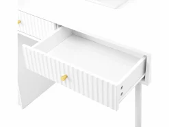 ModernLuxe Tocador con espejo 100x40x125 cm - con LED ajustable - con 4 cajones y 1 puerta de vidrio - 1 compartimento de almacenamiento abierto - Blanco