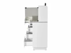 Tocador con espejo 120x40x120cm - con LED ajustable - con 5 cajones y 1 puerta de vidrio - Blanco​ (taburete no incluido)^ModernLuxe Online