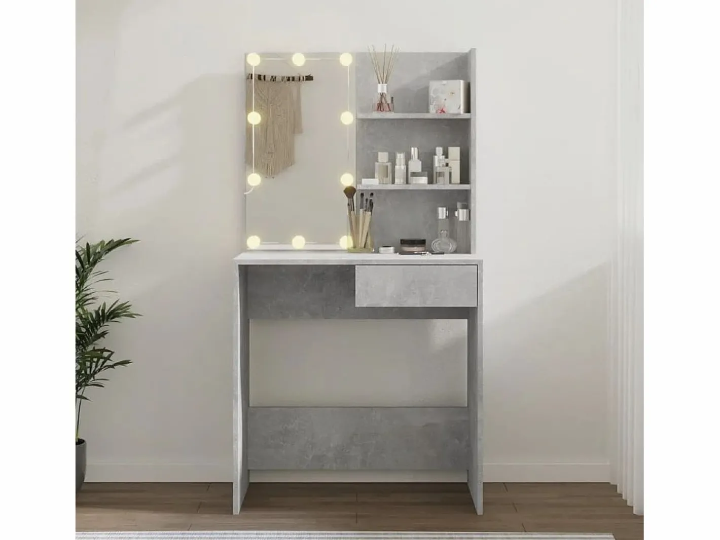Tocador con LED color hormigón 74,5x40x141 cm ES775640 Gris Sale