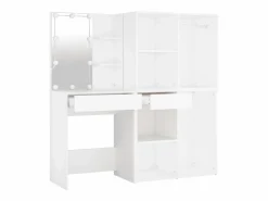 vidaxl Tocador|Tocador con LED y 2 armarios madera contrachapada