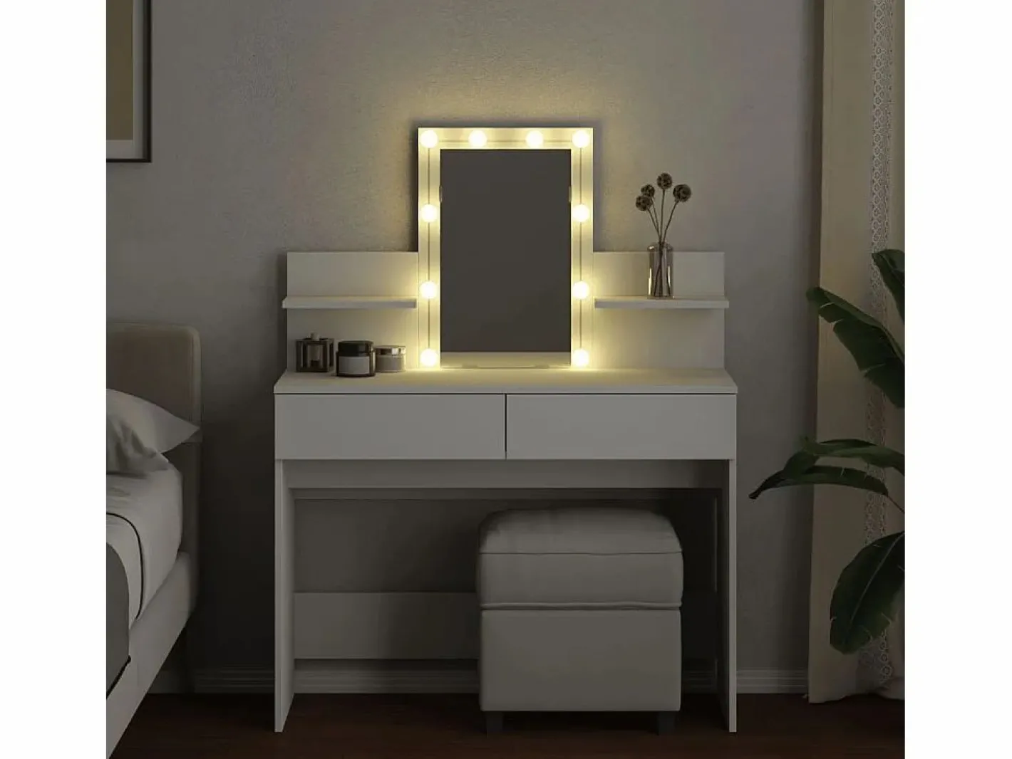 Tocador con luces LED 100x40x130 cm ES841890^ Discount