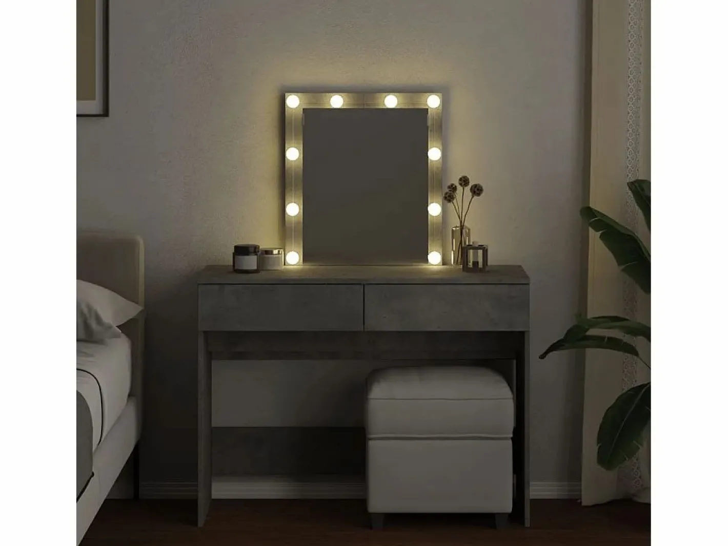 Tocador|Tocador con luces LED hormigón 100x40x130 cm ES297666