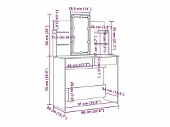 vidaxl Tocador|Tocador con luces LED roble Sonoma 96x40x142 cm