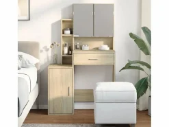 Tocador con mueble roble Sonoma 80x35x132 cm ES736550^ New