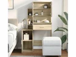 Tocador con mueble roble Sonoma 80x35x132 cm ES736550^ New