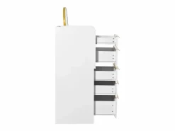 Merax Tocador con tablero extensible - 100 x 41,5 x 102 cm - con 6 cajones + espejo LED - aglomerado - Blanco New