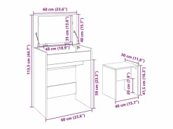 vidaxl Tocador con taburete 60x40x113,5 cm Blanco Sale