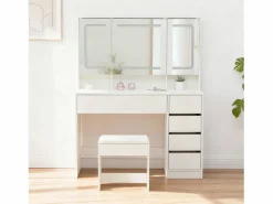 Tocador con taburete, espejo y 5 cajones - Madera MDF -^Hauss Spole Best