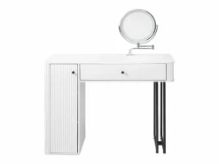 OKWISH Tocador|Tocador de dormitorio con espejo LED, 1 cajón y 1 puerta de armario texturizada -