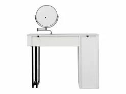 OKWISH Tocador|Tocador de dormitorio con espejo LED, 1 cajón y 1 puerta de armario texturizada -