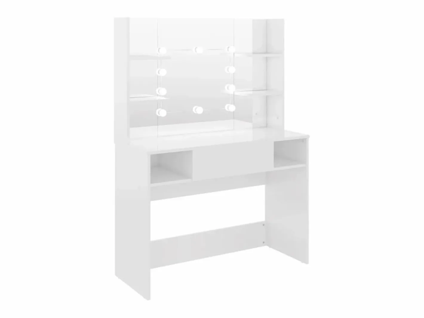 vidaxl Tocador|Tocador de maquillaje luces LED MDF brillo 100x40x135 cm