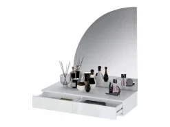 Vente-unique Tocador|Consola|Tocador de pared con espejo LED y 2 cajones, - JINEZA