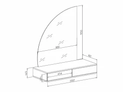 Vente-unique Tocador|Consola|Tocador de pared con espejo LED y 2 cajones, - JINEZA
