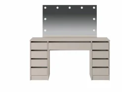 Vente-unique Tocador|Tocador doble con espejo con LEDs y 9 cajones en color - JENEMI