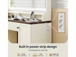 DripeX Tocador, Espejo LED Grande con Brillo Ajustable, 1 Cajón y 2 Puertas, 2 Tomas AC y 2 Puertos USB, Marrón Chocolate, 110x40x135cm Marru00f3n chocolate