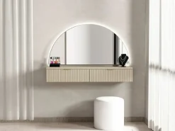 Vente-unique Tocador flotante con espejo y LEDs y 2 cajones - FRALYN de Pascal Morabito Beige Outlet