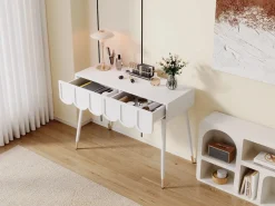 Merax Tocador|Tocador moderno con 2 cajones - 100 x 40 x 76 cm - patas de metal - MDF + aglomerado -
