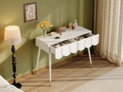 Merax Tocador|Tocador moderno con 2 cajones - 100 x 40 x 76 cm - patas de metal - MDF + aglomerado -