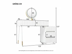 Tocador moderno con espejo LED - con 3 cajones - 100 x 40 x 127 cm -^Hauss Spole Best