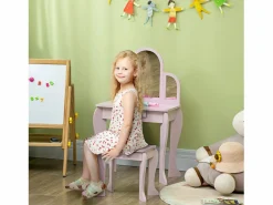 Homcom Muebles Niño|Tocador para niños 52x32x85 cm