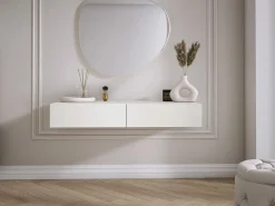 Tocador suspendido con dos cajones, frente liso - color : , 100 x 40 x 16 cm Blanco Discount