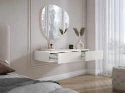 Tocador suspendido con dos cajones, frente liso - color : , 100 x 40 x 16 cm Blanco Discount
