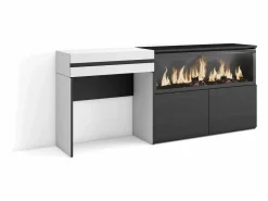 Skraut Home Tocador, 177x35x75cm, Con cajón, Chimenea eléctrica XXL, Blanco