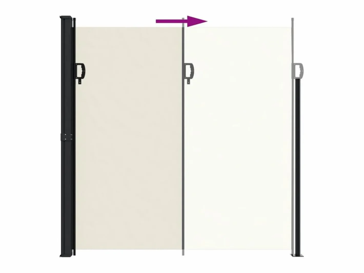 Toldo lateral retráctil 200x600 cm ES749842 Crema New