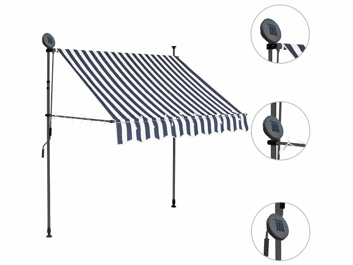 Toldo manual retráctil con LED y blanco 100 cm ES10403^ Sale