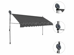 Toldo manual retráctil con LED 350 cm ES14133 Gris antracita Clearance