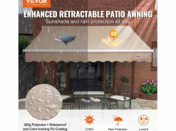 Estor Y Toldo|Toldo Manual Retráctil Para Terraza SucceBuy 243,84 x 213,36 cm Toldo Parasol Con Manivela