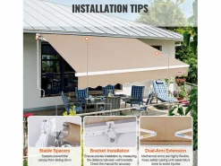Estor Y Toldo|Toldo Manual Retráctil Para Terraza SucceBuy 243,84 x 213,36 cm Toldo Parasol Con Manivela