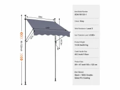 Toldo Manual Retráctil SucceBuy Para Terraza 149,86 x 119,38 cm Con Manivela Oscuro Toldo Parasol Retráctil Gris Outlet