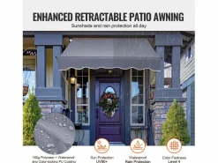 Toldo Manual Retráctil SucceBuy Para Terraza 149,86 x 119,38 cm Con Manivela Oscuro Toldo Parasol Retráctil Gris Outlet