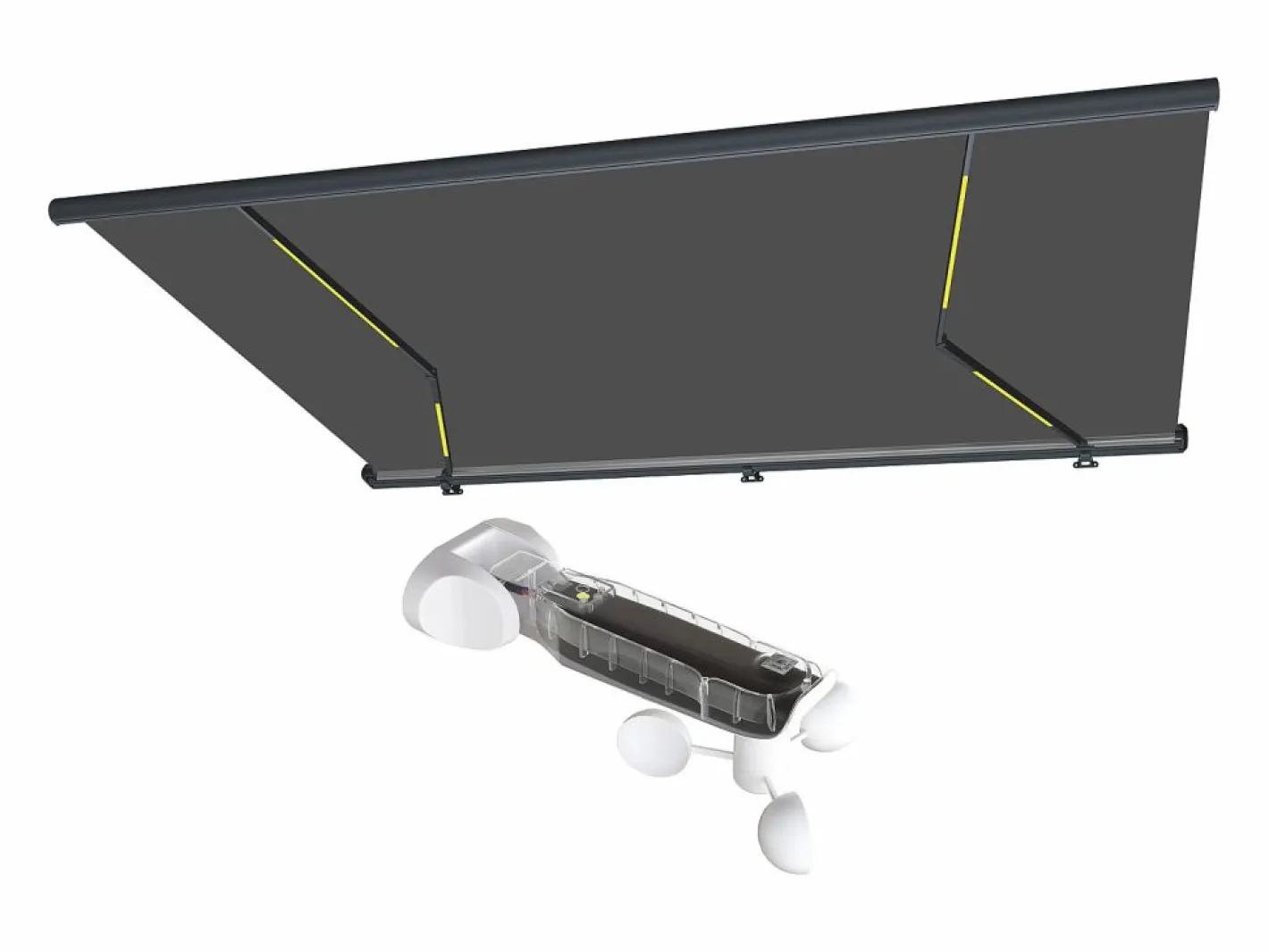 Vente-unique Toldo motorizado con luces LEDs, cofre y sensor de viento 4 x 3,5 m antracita - GALAXA Gris antracita Discount