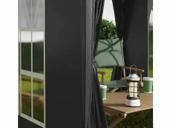 DripeX Toldo Plegable 4 m² - 2 ventanas, 4 lados - Acero y tela Oxford - 2 puertas con cremallera Negro