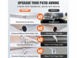 Toldo Retráctil Manual para Patio SucceBuy, 305 x 244 CM, Toldo Retráctil para Patio, Refugio Solar con Manivela^ Best