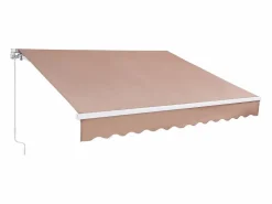 Toldo Retráctil Manual para Patio SucceBuy, 366 x 305 CM, Toldo Retráctil para Patio, Protección Solar con Manivela Caqui Clearance