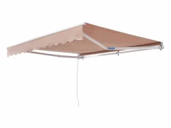 Toldo Retráctil Manual para Patio SucceBuy, 366 x 305 CM, Toldo Retráctil para Patio, Protección Solar con Manivela Caqui Clearance