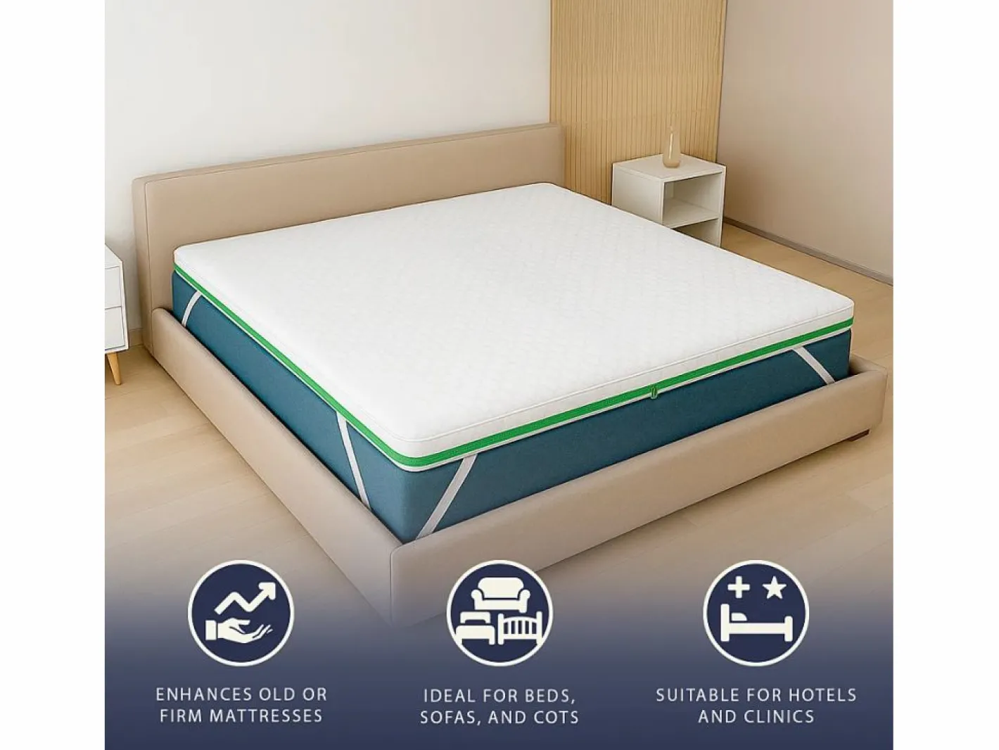 The White Stone Sobrecolchón|Topper matrimonial 180 x 200 Memory Foam Breeze 9 zonas | Altura 5 cm | Hecho en Italia