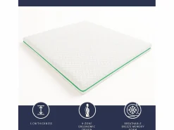 The White Stone Sobrecolchón|Topper matrimonial 180 x 200 Memory Foam Breeze 9 zonas | Altura 5 cm | Hecho en Italia