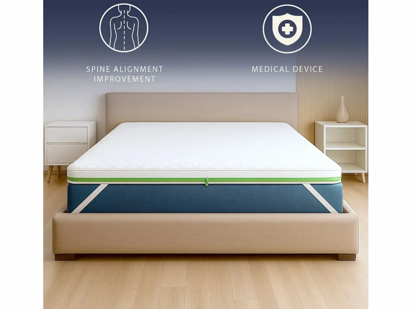 The White Stone Sobrecolchón|Topper matrimonial 160 x 200 Memory Foam Breeze 9 zonas | Altura 5 cm | Hecho en Italia