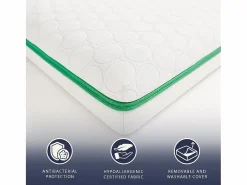 The White Stone Sobrecolchón|Topper matrimonial 160 x 200 Memory Foam Breeze 9 zonas | Altura 5 cm | Hecho en Italia